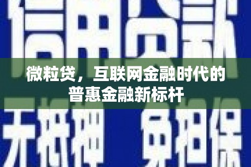 屯溪微粒贷，互联网金融时代的普惠金融新标杆