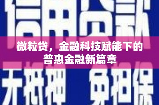 屯溪微粒贷，金融科技赋能下的普惠金融新篇章