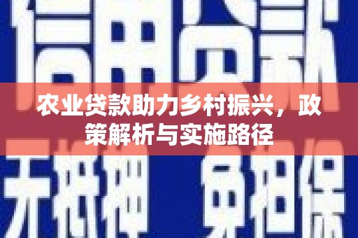 屯溪农业贷款助力乡村振兴，政策解析与实施路径