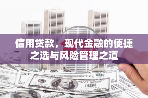 屯溪信用贷款，现代金融的便捷之选与风险管理之道