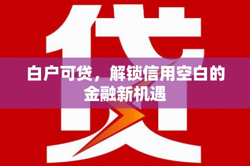 屯溪白户可贷，解锁信用空白的金融新机遇