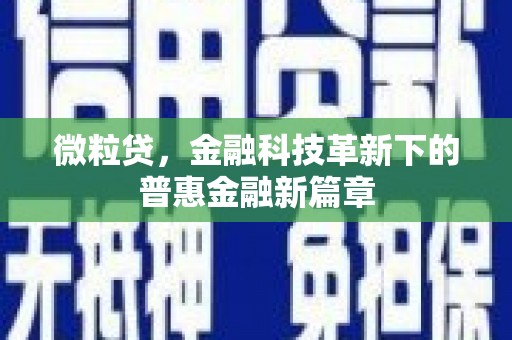 屯溪微粒贷，金融科技革新下的普惠金融新篇章