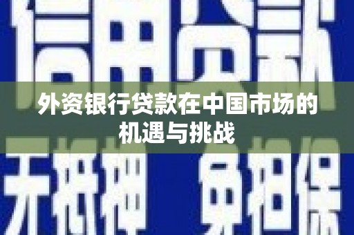 屯溪外资银行贷款在中国市场的机遇与挑战