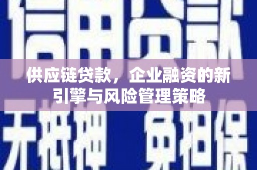 屯溪供应链贷款，企业融资的新引擎与风险管理策略