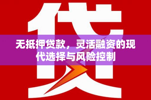 屯溪无抵押贷款，灵活融资的现代选择与风险控制