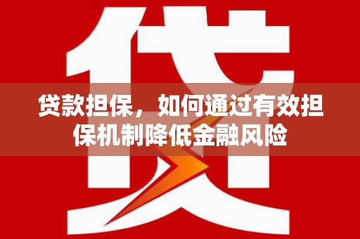 屯溪贷款担保，如何通过有效担保机制降低金融风险