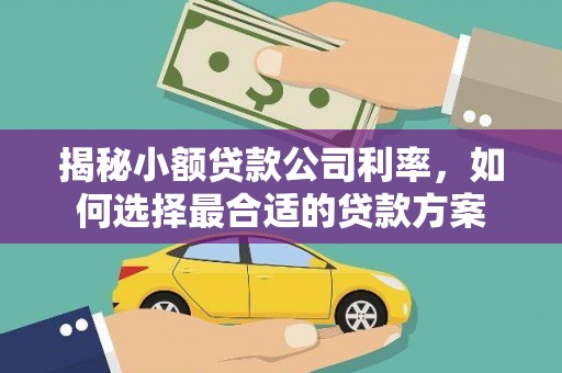 屯溪揭秘小额贷款公司利率，如何选择最合适的贷款方案